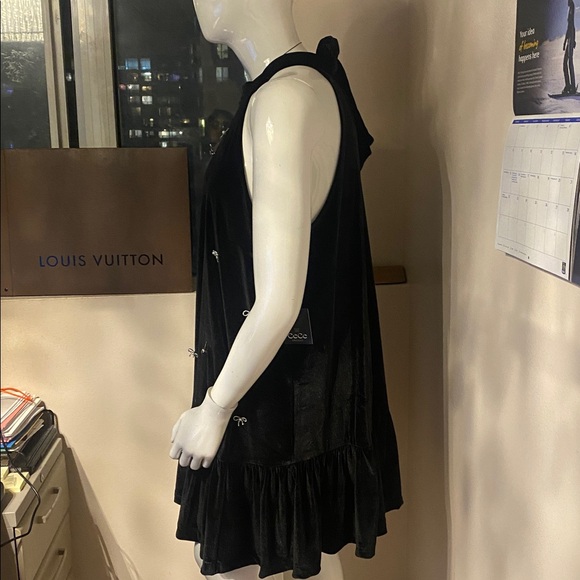 Elegant Black Velvet Dress with Embellishments - Picture 5 of 12